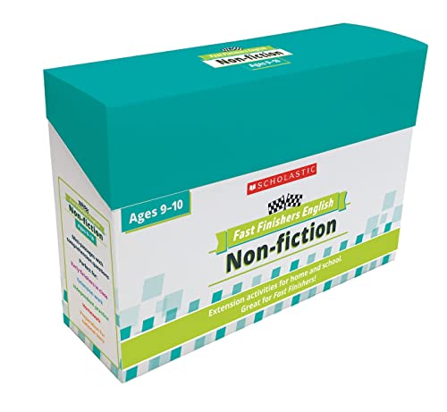 Teal box of “Non-fiction” reading challenge cards for ages 9-10.