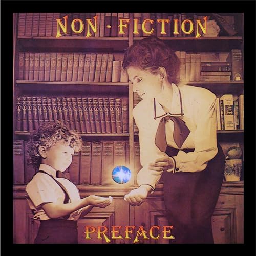 Vinyl album cover: woman and child with books, glowing orb.