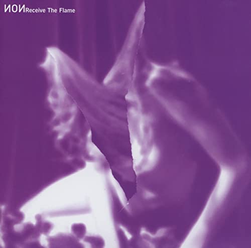 Purple album cover with abstract white flame-like shapes and text.