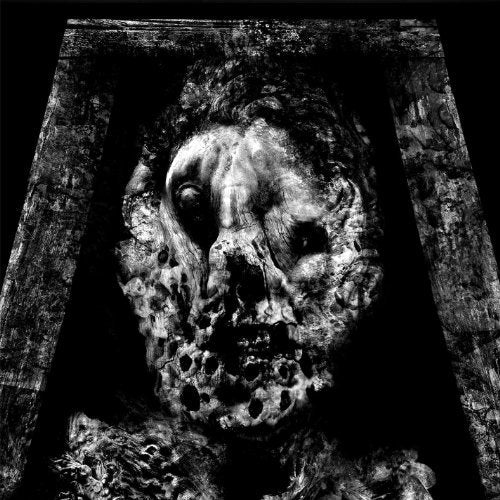 Black and white CD cover featuring a distorted, textured human face.