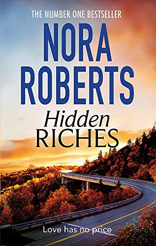 Book cover: "Hidden Riches" by Nora Roberts, with a mountain landscape.