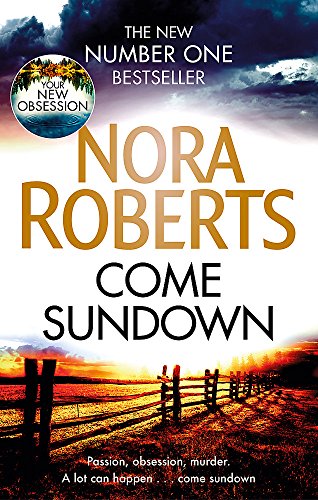 Book cover for “Come Sundown” by Nora Roberts, with a sunset landscape.