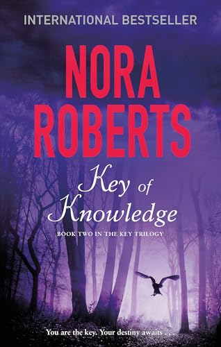 Book cover: “Key of Knowledge” by Nora Roberts, with a forest scene.