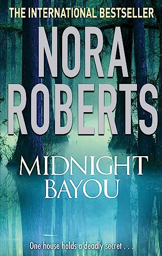 Book cover for “Midnight Bayou” by Nora Roberts with a bayou scene.