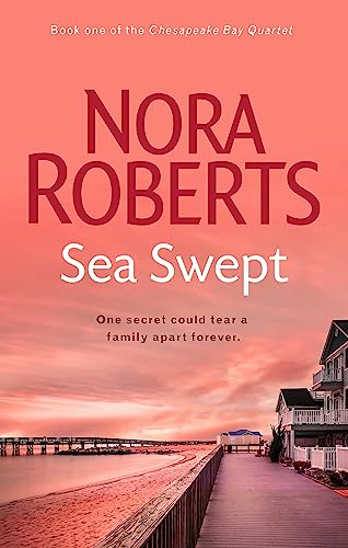 Book cover: "Sea Swept" by Nora Roberts, with a coastal sunset scene.