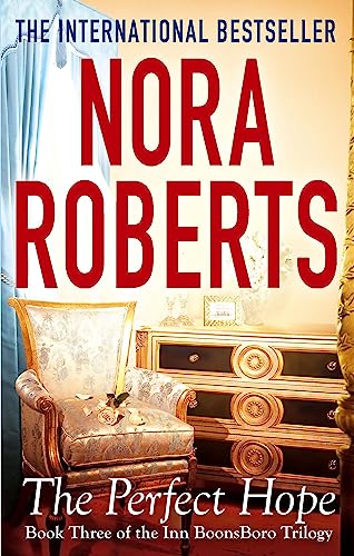 Book cover: "The Perfect Hope" by Nora Roberts, featuring a chair and curtains.