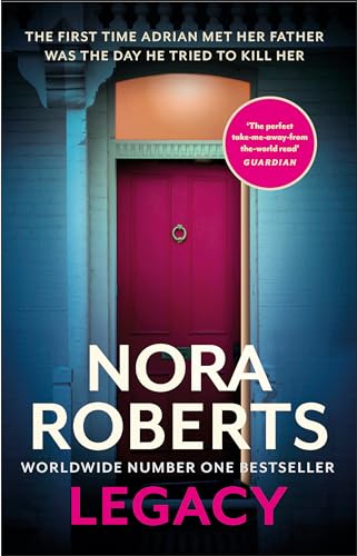 Book cover: dark blue background, red door, and large white text "Nora Roberts.