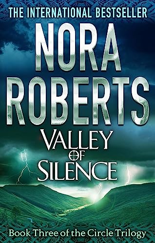 Book cover: “Valley of Silence” by Nora Roberts, stormy landscape.