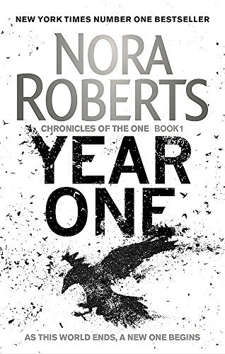 Book cover for Year One by Nora Roberts featuring a black raven on white background.