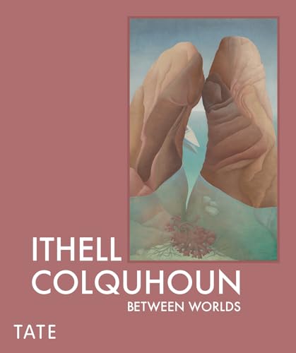 Book cover featuring surrealist painting of landforms and a red plant.