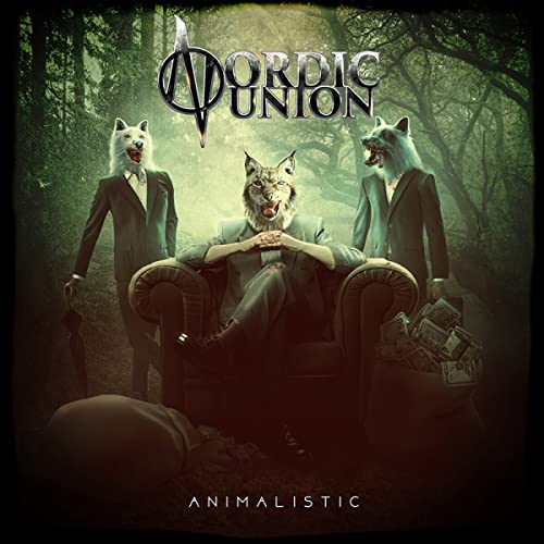 CD cover: anthropomorphic wolf figures in suits, dark forest background.