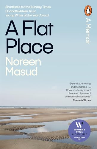 Book cover for "A Flat Place" memoir, featuring a coastal landscape.