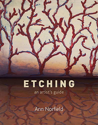 Book cover with red branching lines and the title "Etching.