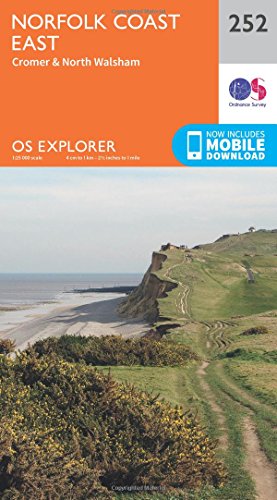 Ordnance Survey Explorer map 252 for Norfolk Coast East featuring a coastal cliff landscape.