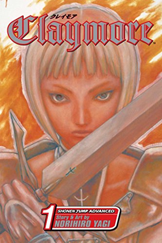 Claymore volume 1 cover: blonde warrior with sword, orange background.