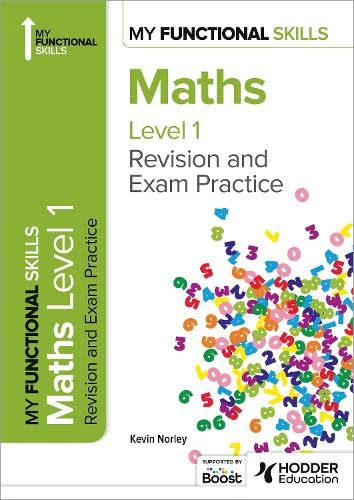 Green textbook cover with colourful numbers, titled "My Functional Skills: Maths Level 1".