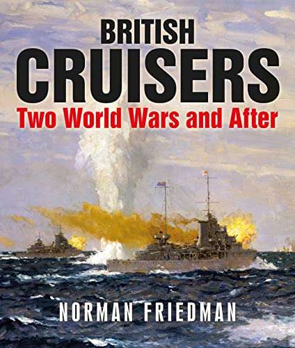 Book cover: “British Cruisers” with a painting of warships at sea.