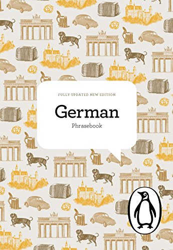 Penguin German phrasebook cover with Brandenburg Gate and dog motifs.