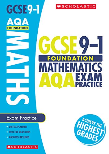 Blue and white GCSE Foundation Maths AQA exam practice book cover.