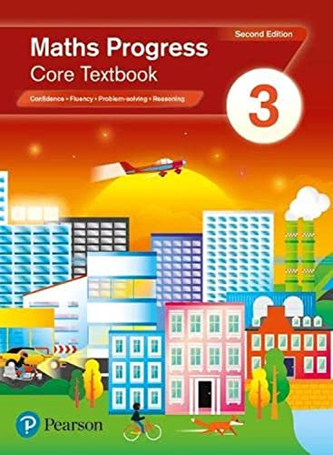 Maths Progress Core Textbook 3 cover with cityscape illustration.
