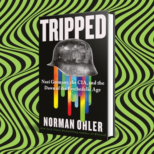 Book cover: “Tripped” with a German helmet and rainbow-colored drips.