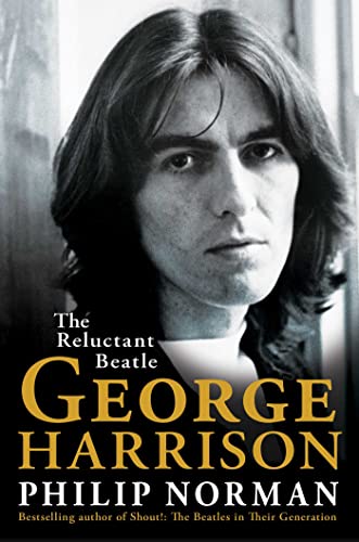 Book cover featuring a portrait of George Harrison, with gold title text.