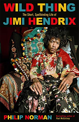 Book cover featuring Jimi Hendrix in colorful, patterned clothing.
