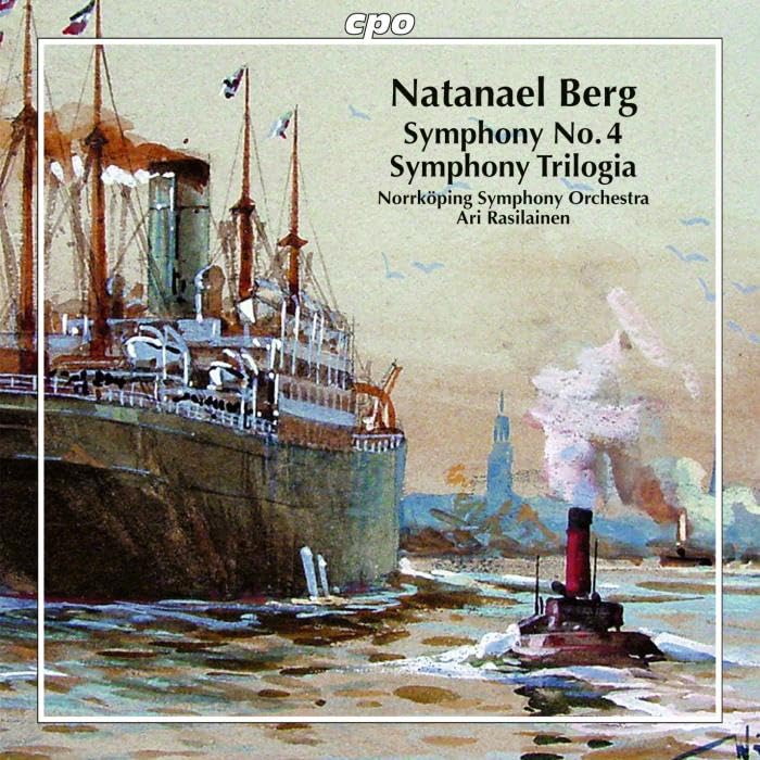 CD cover depicting a watercolor painting of a large ship and tugboat.