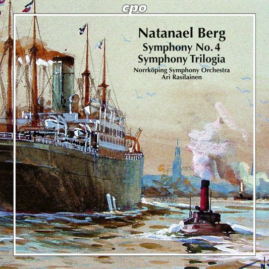 CD cover depicting a watercolor painting of a large ship and tugboat.