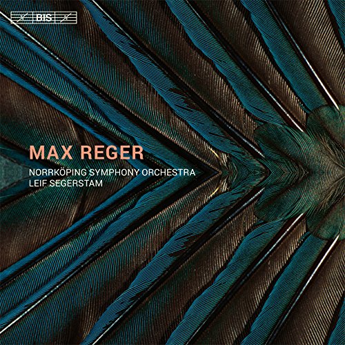 CD cover with iridescent blue peacock feathers and text: Max Reger.