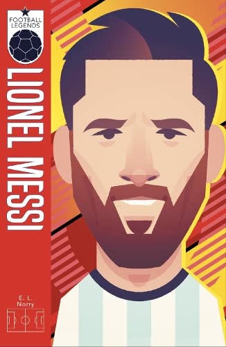 Stylized illustration of Lionel Messi for "Football Legends" book cover.