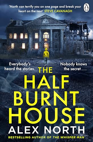 Book cover: a damaged house with a lone figure, dark and moody.