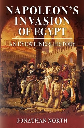 Book cover depicting Napoleon amidst a chaotic battle scene in Egypt.