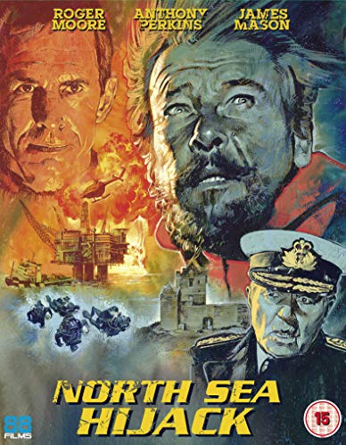 North Sea Hijack" Blu-ray cover featuring Roger Moore, Anthony Perkins, and James Mason.