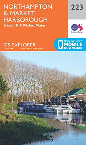 Ordnance Survey Explorer Map 223, covering Northampton, Market Harborough, and Brixworth.