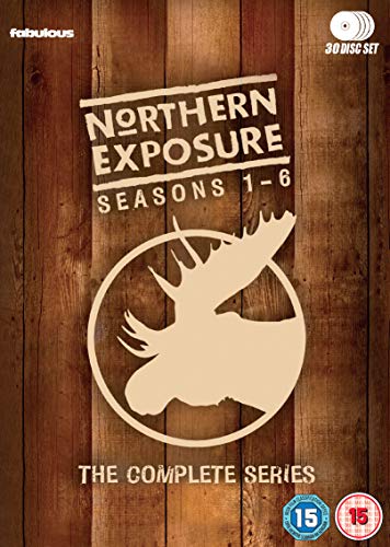 Northern Exposure Complete Series DVD cover with a moose silhouette on a wood background.