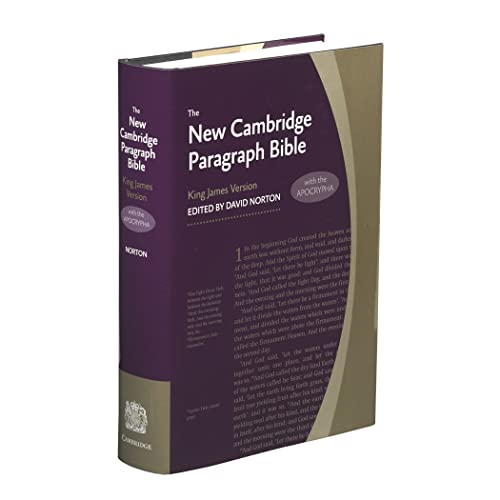 Purple personal-size Bible with gold edging, titled "New Cambridge Paragraph Bible.