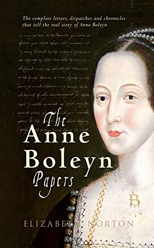 Book cover featuring a portrait of Anne Boleyn with historical text.