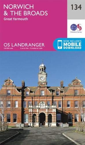 Ordnance Survey Landranger map 134 for Norwich and The Broads featuring a brick building.