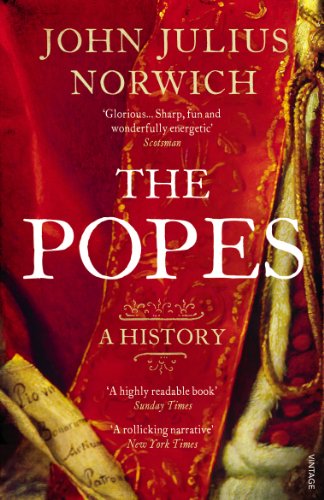 Book cover: "The Popes: A History" by John Julius Norwich, red background.