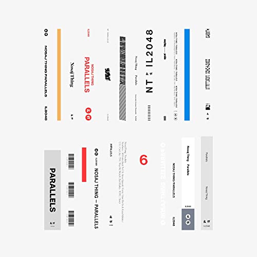 Album cover for Nosaj Thing's "Parallels" featuring colorful vertical bars and text.