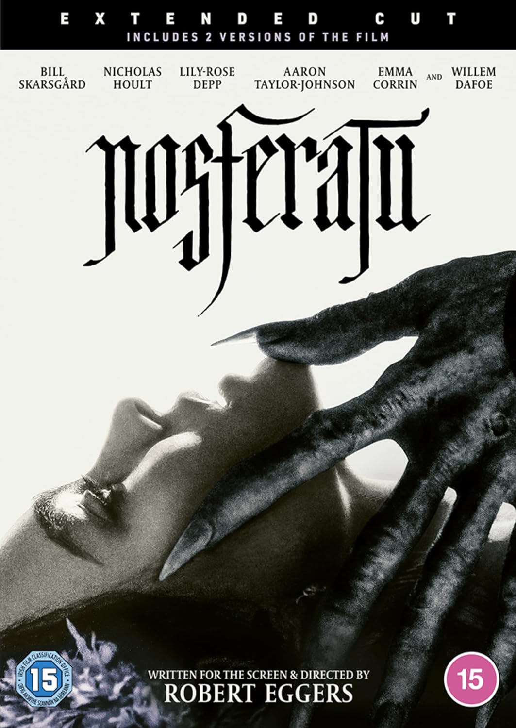 DVD cover for Nosferatu showing a clawed hand reaching toward a woman's face.