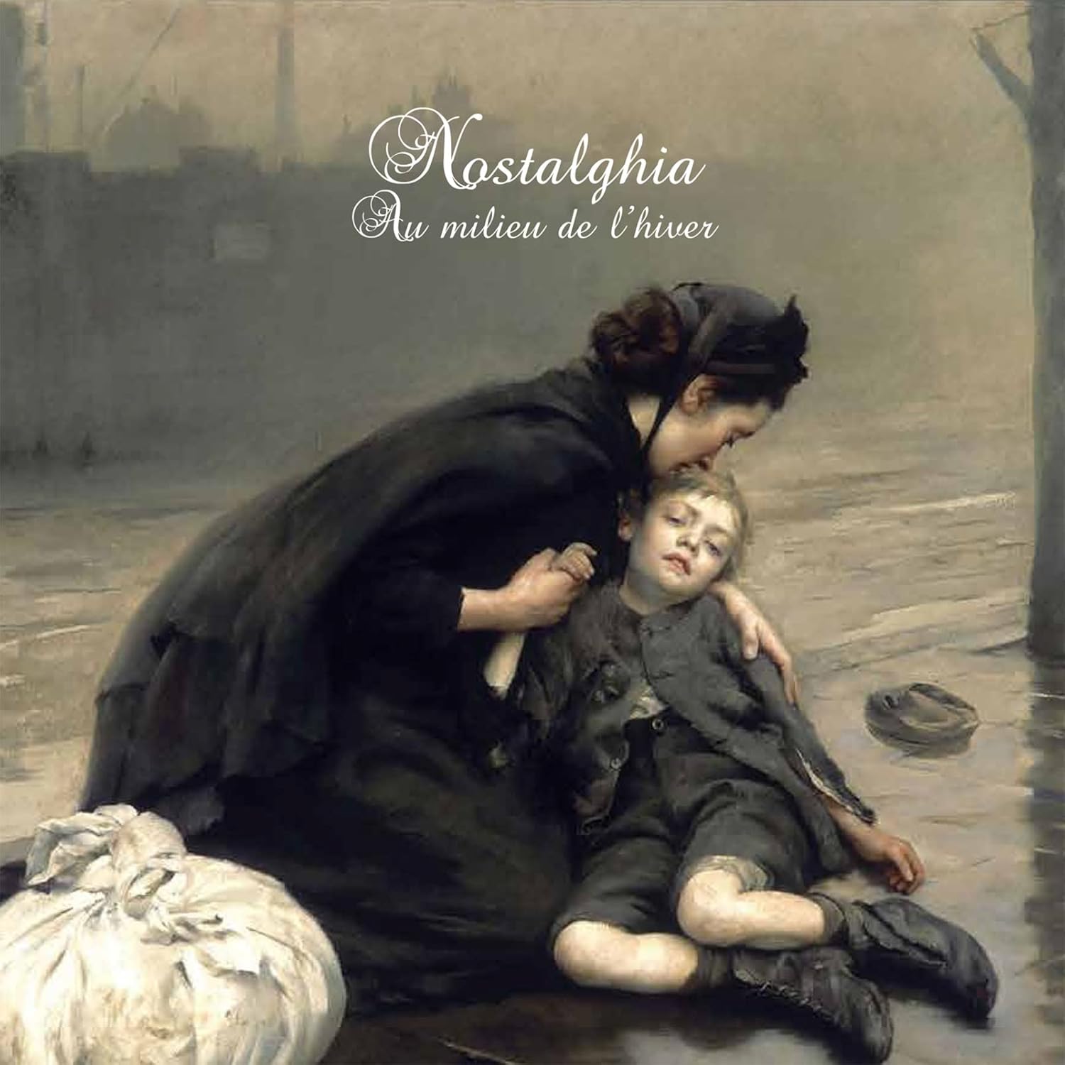 CD cover: painting of a woman comforting a child in winter.