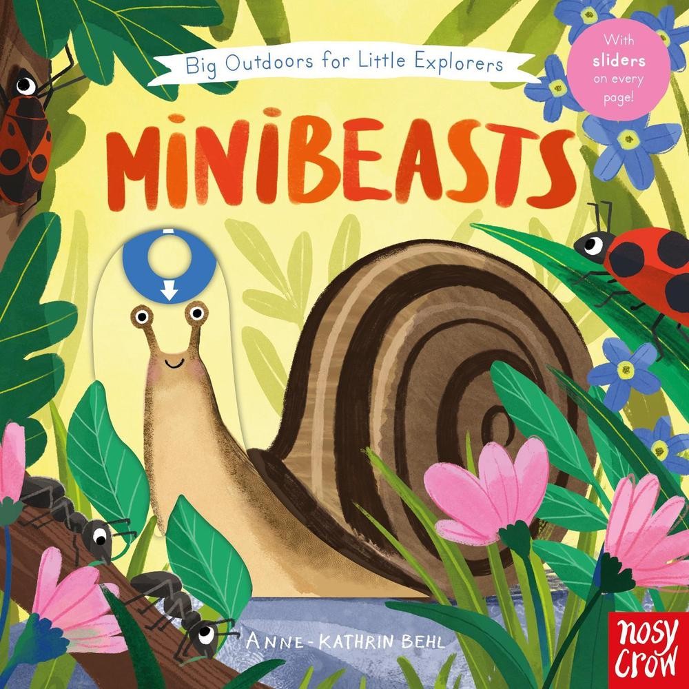 Board book cover with colorful illustrations of various minibeasts.