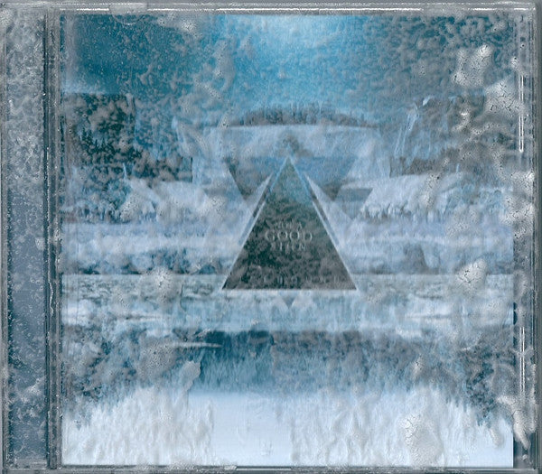 CD case with frosted texture and a dark triangle design.