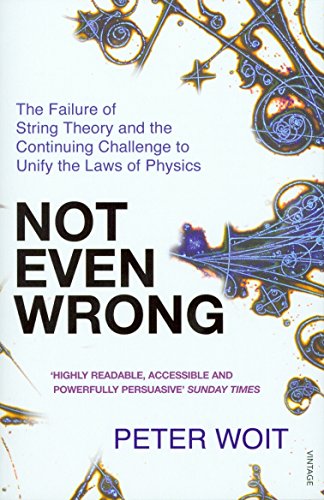 Book cover: "Not Even Wrong" by Peter Woit, with abstract diagrams.
