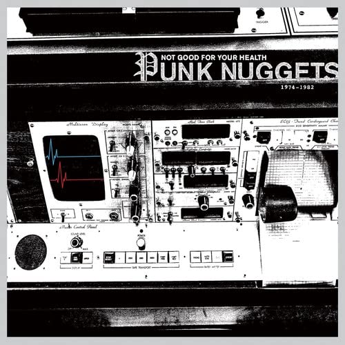 Black and white album cover featuring punk typography and medical equipment.