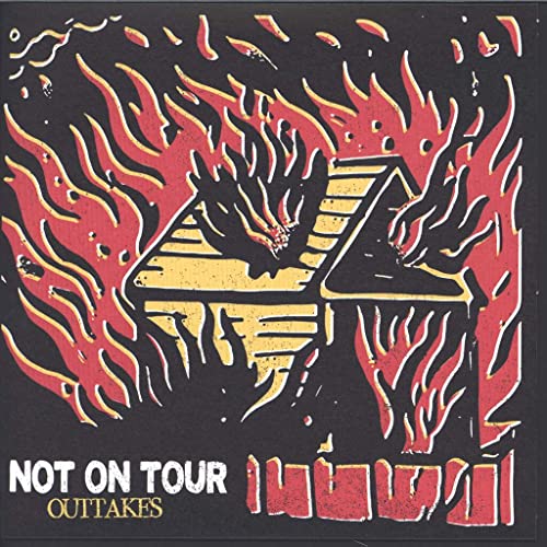 Vinyl record cover with a fiery, abstract design and text.