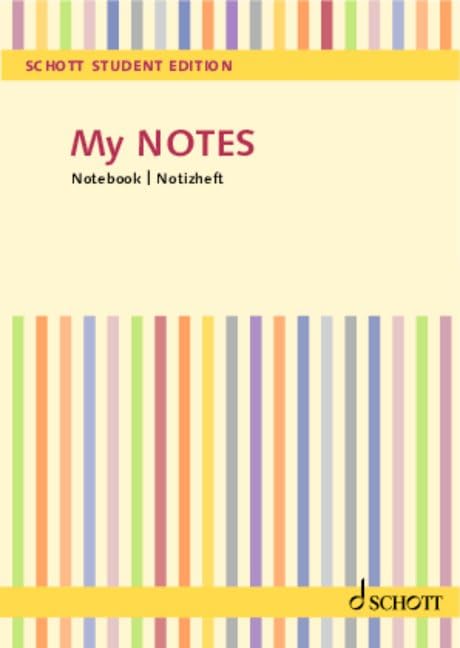 Schott Student Edition notebook cover with colorful vertical stripes.