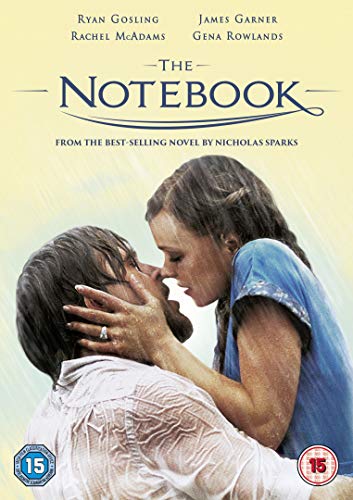 DVD cover for "The Notebook" featuring a couple embracing in the rain.